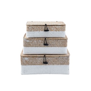 Kit 3 caixas organizadoras armazenamento decorativa palha seagrass - Oikos