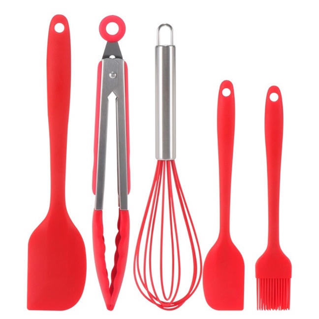 Conjunto Utensílios Jogo De Colher Cozinha Silicone 5 Pçs