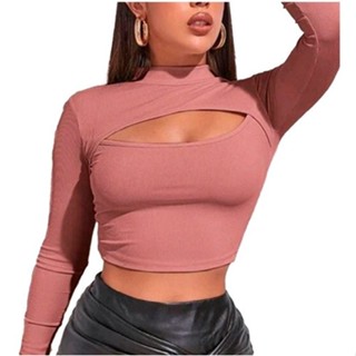 Cropped Manga Longa Feminino Gringa Gola Alta Canealdo Cacharrel