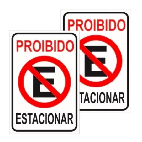 Kit com 2 Placas de Sinalização PROIBIDO ESTACIONAR 30X20 cm - Ideal para Portão e Vaga de Garagem