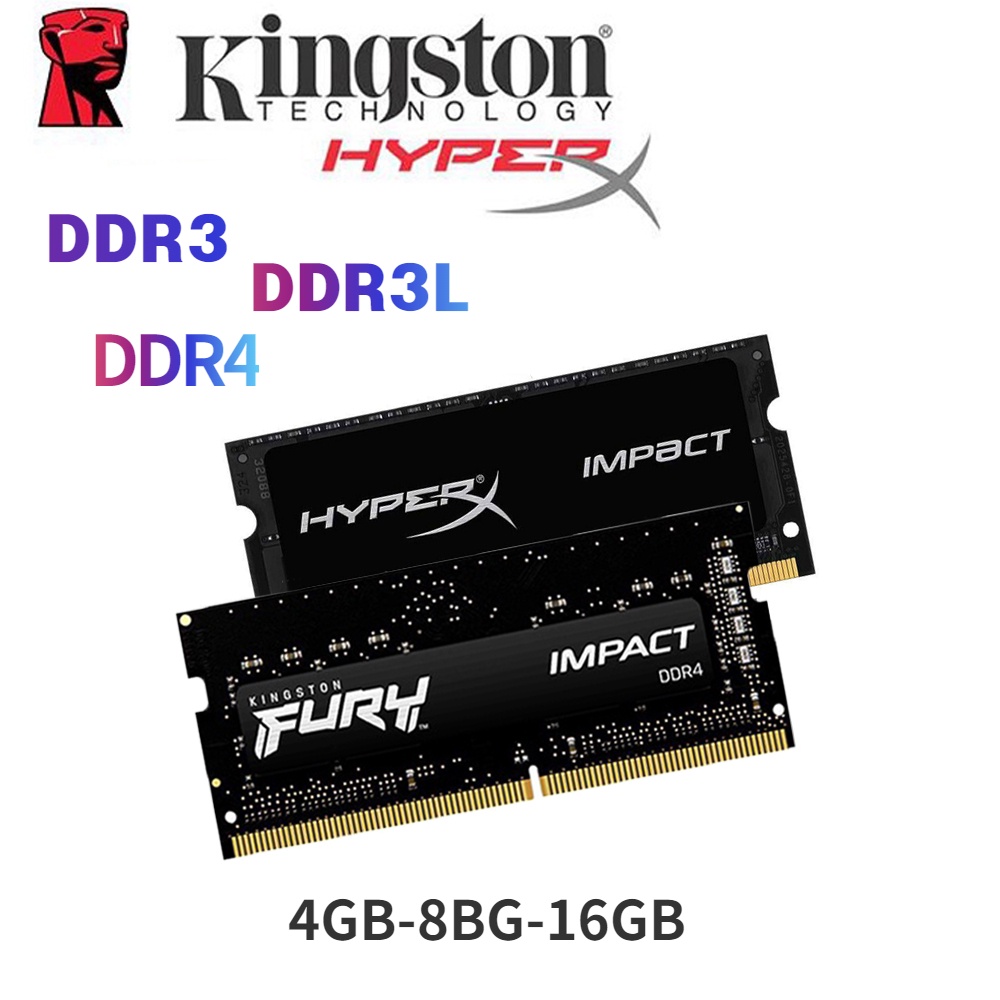 Memória Para Notebook DDR3 DDR4 RAM Kingston Hyperx Fury 4GB 8GB 16GB 1600 2400 2600 3200MHz 260 Pinos 1.2V