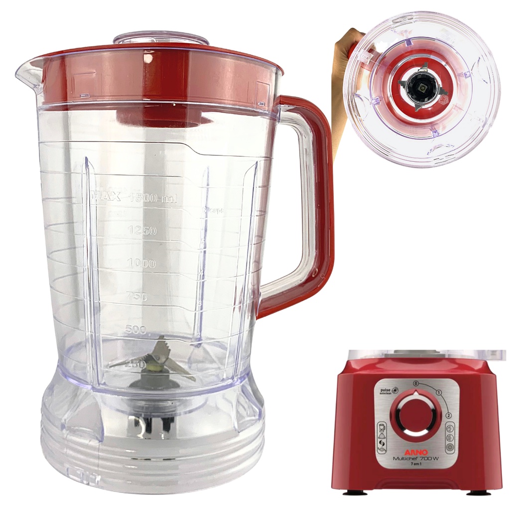 Copo De Liquidificador Arno Multichef 700w 7 Em 1 Vermelho