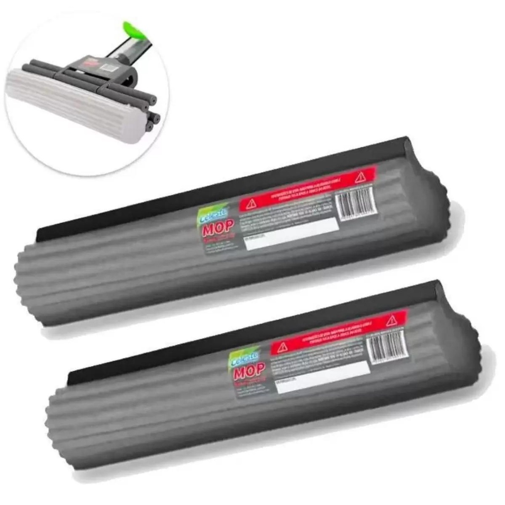 Kit c/ 2 Refil para Mop Facil Rodo Limpeza Geral Plus Magico Lava e Seca PVA Celeste CLT-905