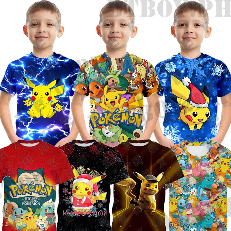 Camiseta De 3-13 Anos De Idade POKEMON GO Cute Pikachu Para Crianças Menina E Menino Desenho Animado De Verão Manga Curta