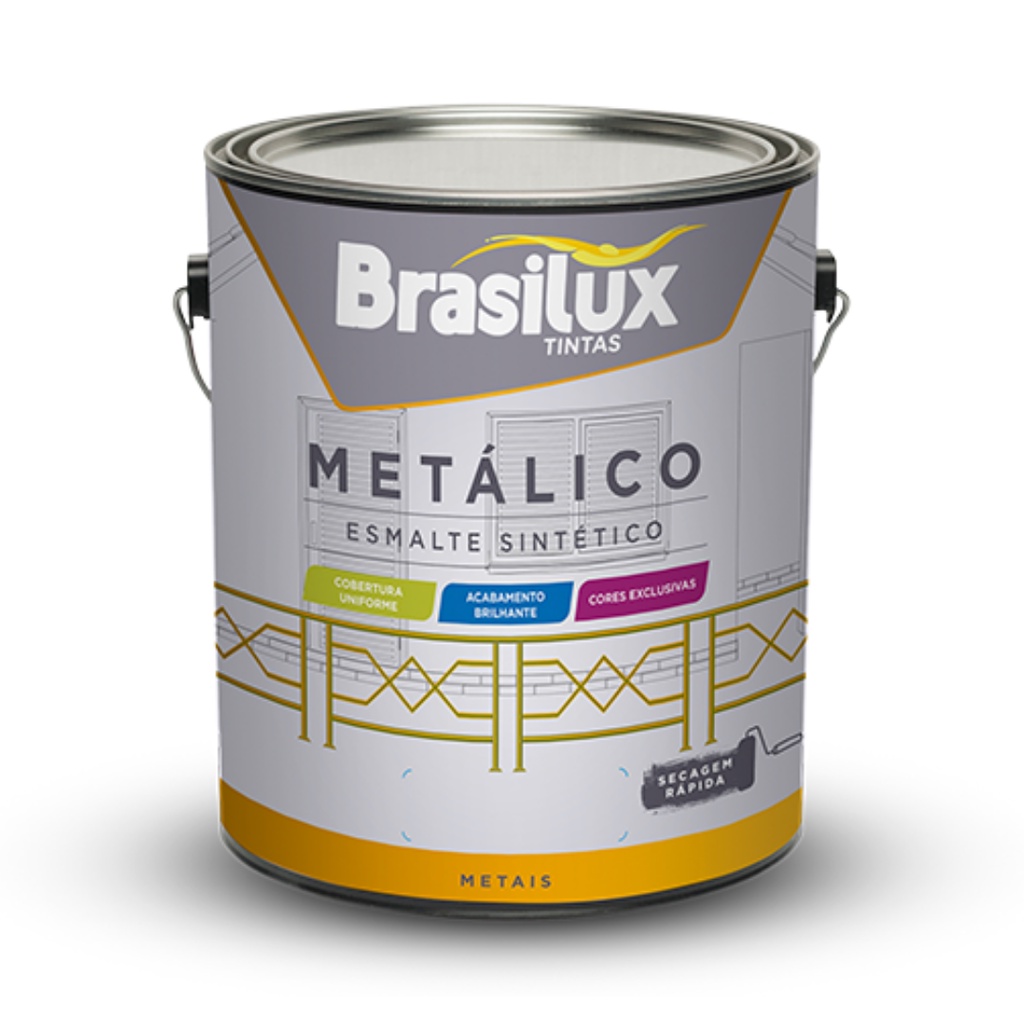 Tinta Esmalte Sintético Metálico Brilhante Brasilux 3,6L Secagem Rápida em Oferta na Shopee