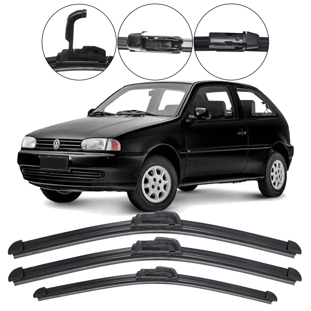 Kit 3 Palhetas Limpador Parabrisa Dianteiro + Traseiro Pra Carro Gol Bola G2 1995/1999 em Oferta na Shopee