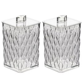 Kit 2 Porta Algodão/Cotonete Glamour Incolor Acrilico Plasutil em Oferta na Shopee