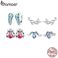 Bamoer 925 Silver Sterling Animals Brincos De Prata Gato/Serpente/Joalheria De Moda Para Mulheres
