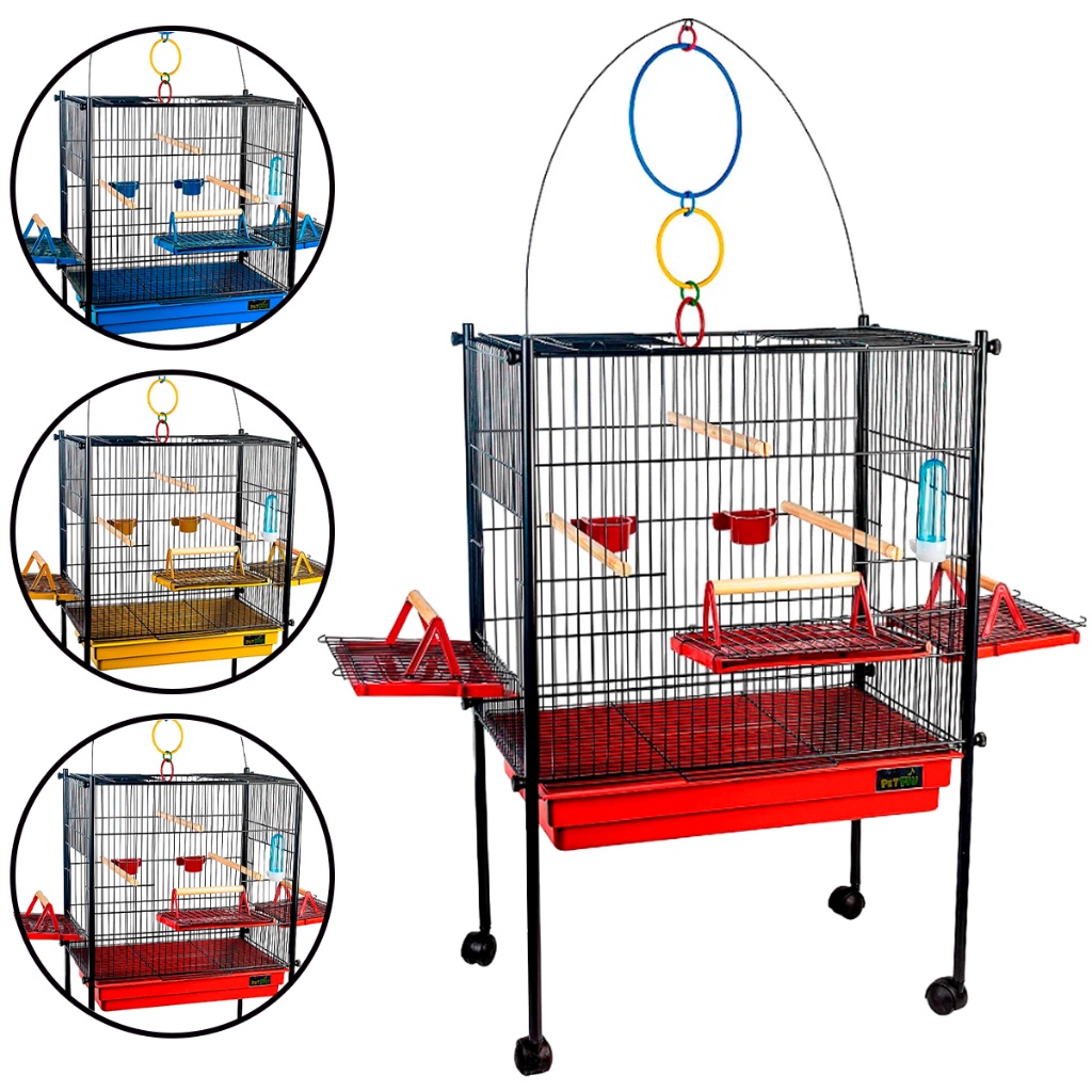 Viveiro Gaiola Para Calopsita Grande Pássaros Papagaio Canario Com Bandejas