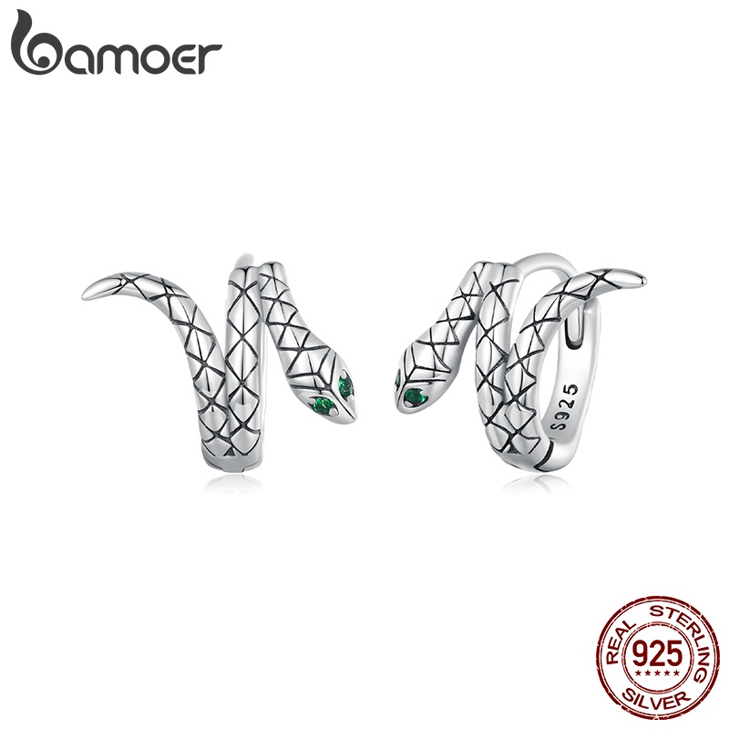BAMOER 925 Brincos De Prata Sterling Pequenos Cobra Fashion Jewellery for Women Gifts