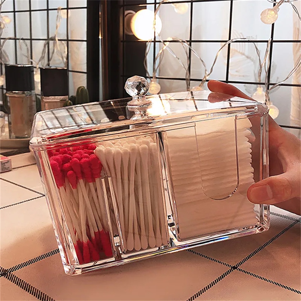 Porta Cotonete em Acrílico com Tampa e Porta Algodão em Acrílico(enviado em 24 horas) em Oferta na Shopee