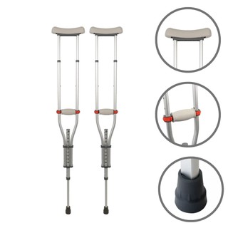 Par Muleta Universal Axilar C Ajuste Alumínio 130kg Dellamed