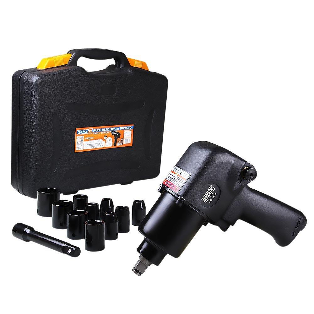 Jogo Chave Parafusadeira Impacto Pneumática 1/2" Polegadas 11 Acessórios e Maleta - FortG em Oferta na Shopee