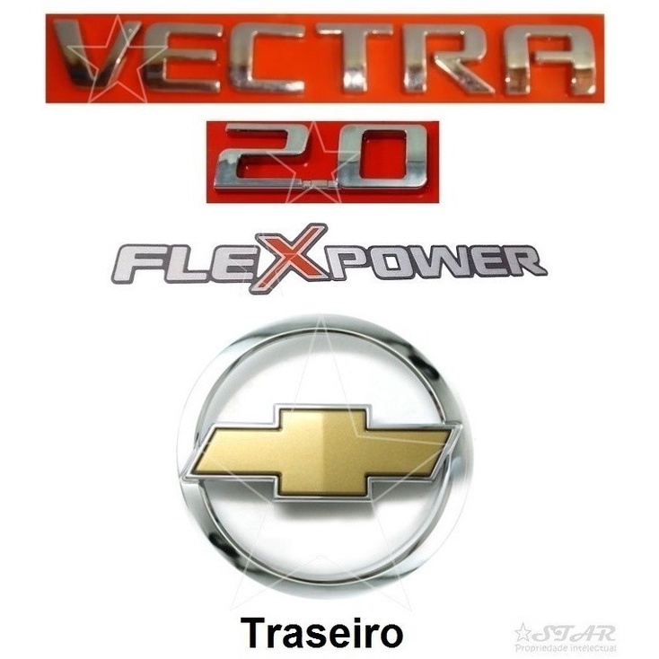 Emblemas Vectra 2.0 Flex + Gravata Traseira - 2006 À 2009