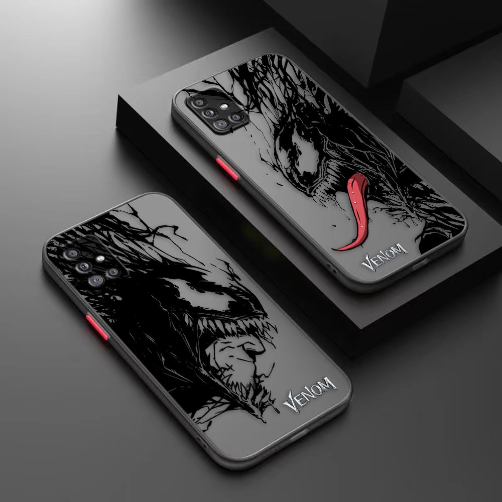 Caixa Para Celular Marvel Venom Black Comics Matte Samsung Galaxy A73 A72 A71 A70/S A53 A52 A52S A51 A50 A42 A33 A32 A31 A30 A23 A22 A21S A20S A14 A13 A12