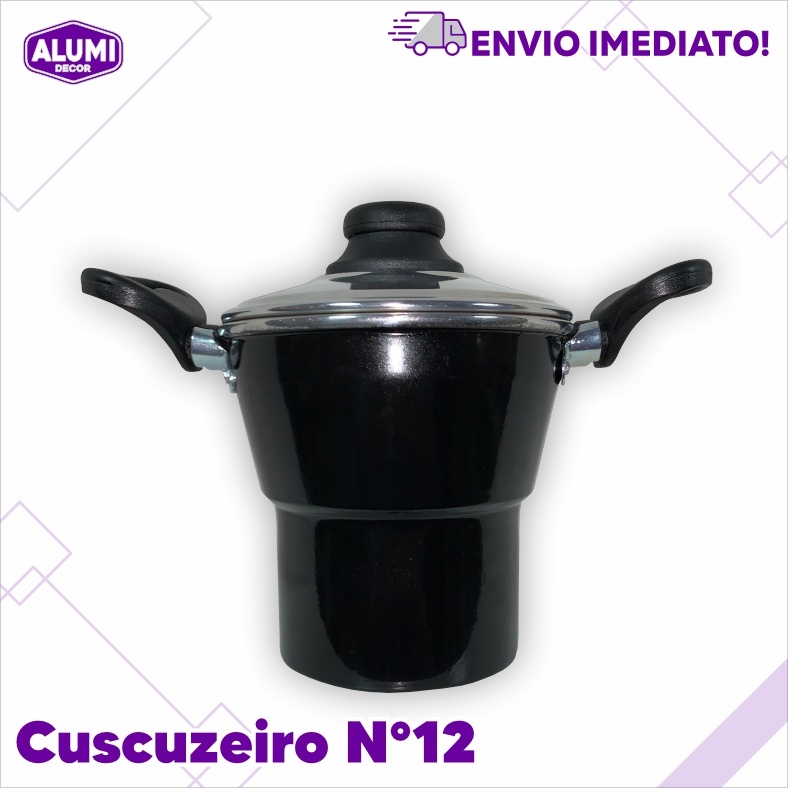 Cuscuzeiro Individual Nordestino Alumínio - Cozimento a vapor - com alça N°12 PRETO