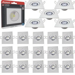 20 Spot Embutir 5w Quadrado Direcionável Bivolt Branca Avant em Oferta na Shopee