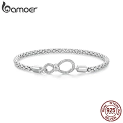 BAMOER 925 Sterling Silver Infinity Bracelet Foundation Pulseira De Prata Infinita Cadeia De Moda Jóias Presentes Para Mulheres