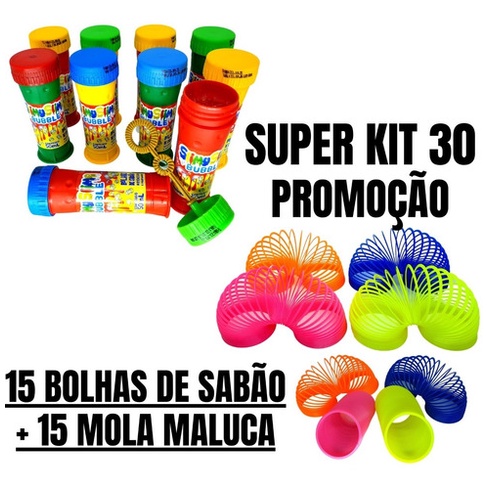 15 Bolha De Sabão + 15 Mola Maluca Lembrancinha Atacado