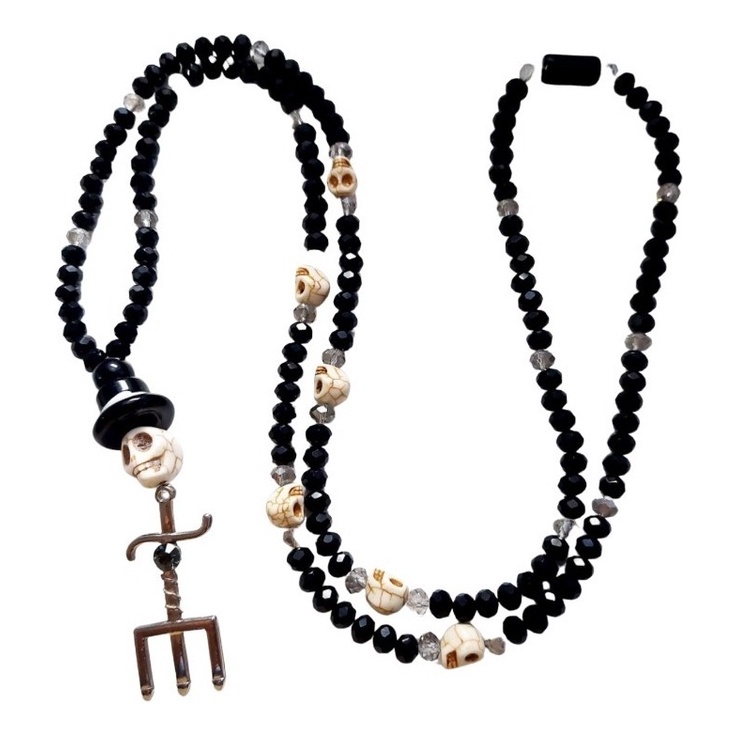 Guia De Exu Caveira Em Cristal De Vidro 8 Mm 60 Cm