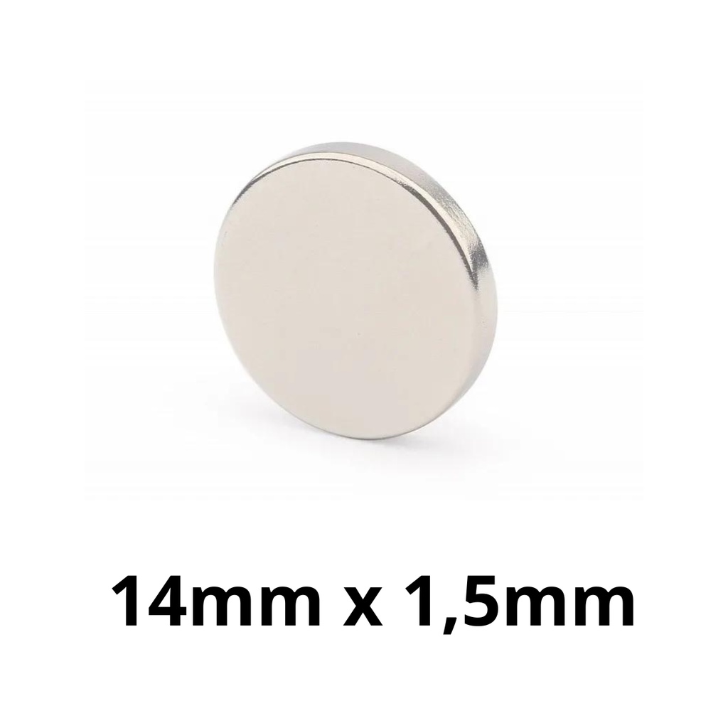 Kit 5 Peças Imã Neodímio Potente Disco Magnético N35 14x1,5 mm Super Forte