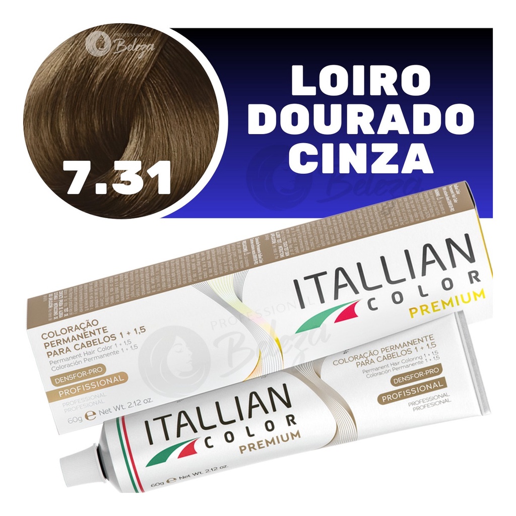 Coloração Itallian Color Louro Dourado Cinza 7.31 60g em Oferta na Shopee