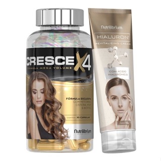 Cresce X4 Volume Força Cabelos + Creme Facial Ácido Hialurônico Nutrilibrium