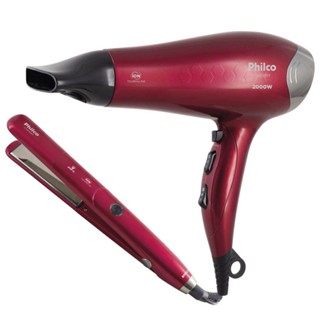 Kit de Secador e Prancha Alisadora Chapinha de Cabelos PKT3250 Cherry Philco