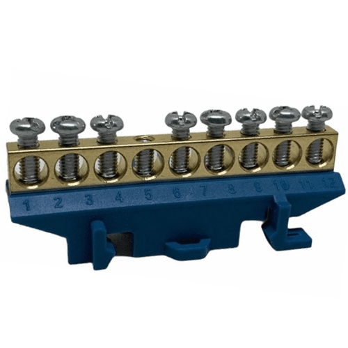 Barramento Neutro Com Suporte 160A 8 Polos Azul Brum - Home Appliances