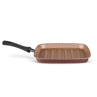 Panela Bistequeira Grill Antiaderente, Grelha Carnes Alumínio Flora Chocolate MTA - 8713 em Oferta na Shopee