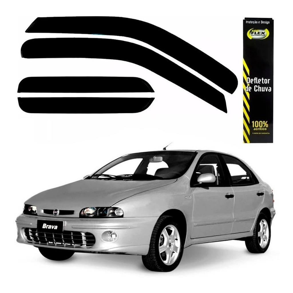 Calha De Chuva Defletor Fiat Brava 1999 2000 2001 Acrilico Fume 50.023A