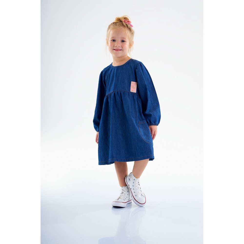 Vestido Infantil em Jeans com Elastano Up Baby em Oferta na Shopee