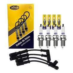 Kit Jogo de 4 Cabos E 4 Velas Palio Siena Fiorino Weekend 1.0 8v Mpi Motor Fiasa Gasolina 96 97 98 99 2000