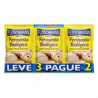 Fermento Biológico Seco Instantâneo Fleischmann Envelope 10g Cada Leve 3 Pague 2 Unidades