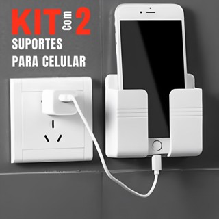 Kit 2 Suportes Adesivo Multiuso Parede Celular Controle Plástico