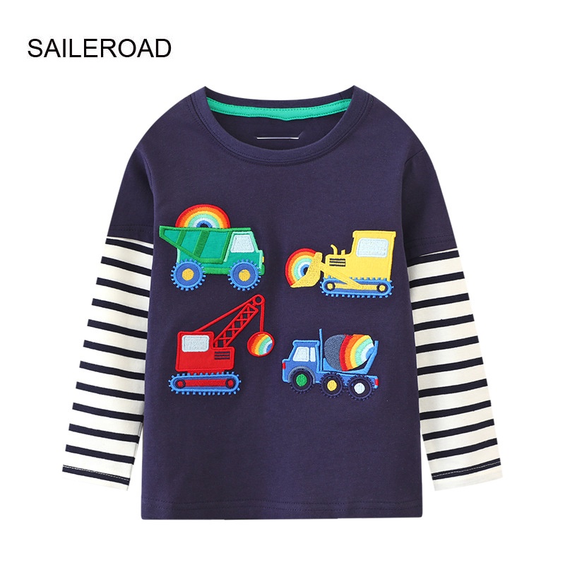 Little Maven Crianças Camisetas De Algodão Roupas Infantis Para Meninos De Verão Nova Escavadeira Dos Desenhos Animados 