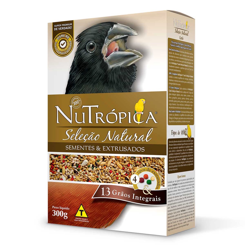 Mix Semente Ração Curió Bicudo Coleiro Azulão 300g Nutrópica Seleção Natural Alimento Super Premium
