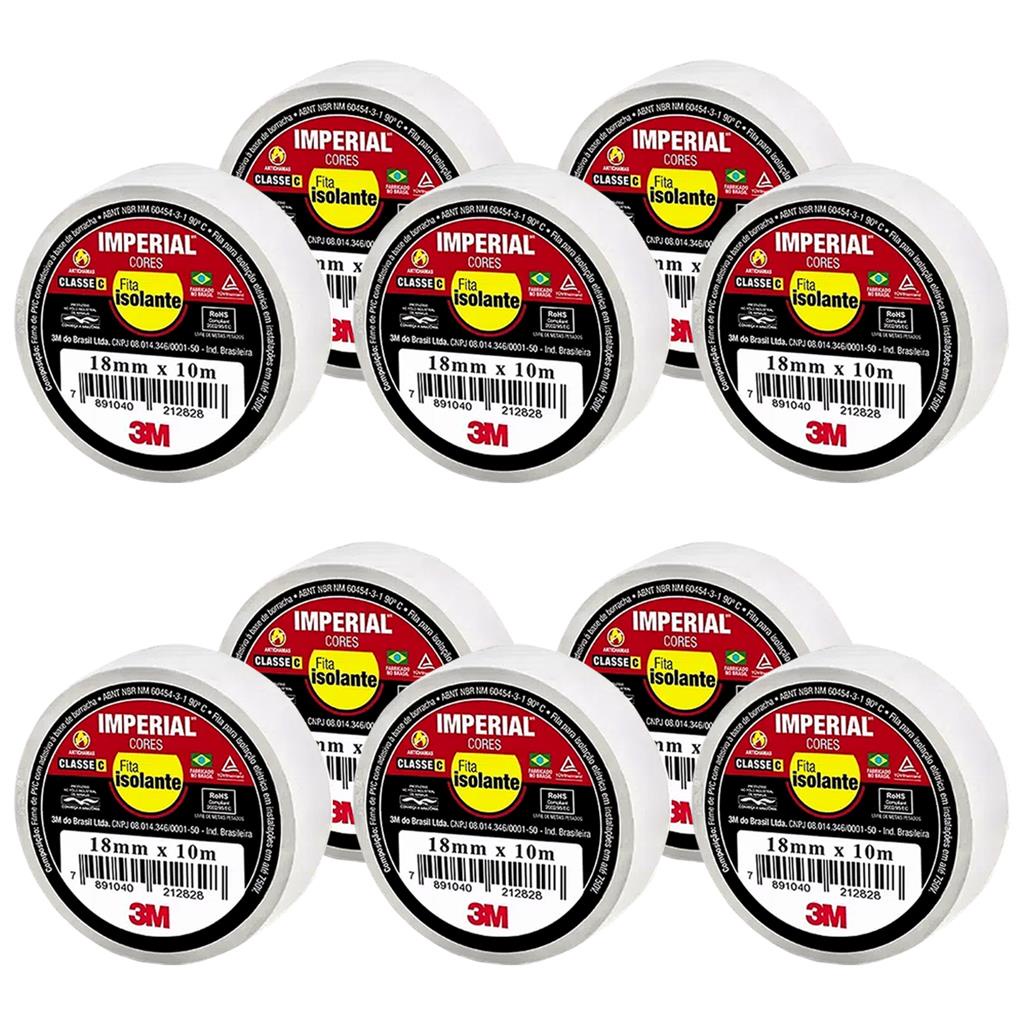 Kit 10 Fitas Isolantes Imperial Branca 18mmx10m 750v 3M em Oferta na Shopee