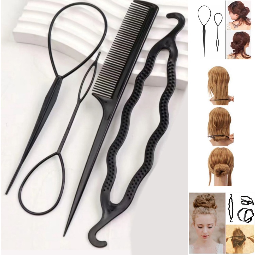 Kit Acessório para Cabelo Penteado Coque Agulha Mágica Elástico em Oferta na Shopee