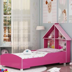 Cama Infantil Casinha 090 com Pés Pink Ploc - Gelius