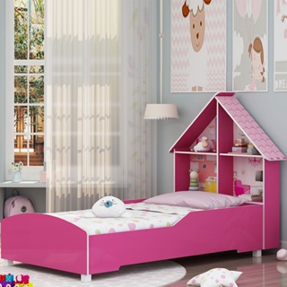 Cama Infantil Casinha 090 com Pés Pink Ploc - Gelius em Oferta na Shopee