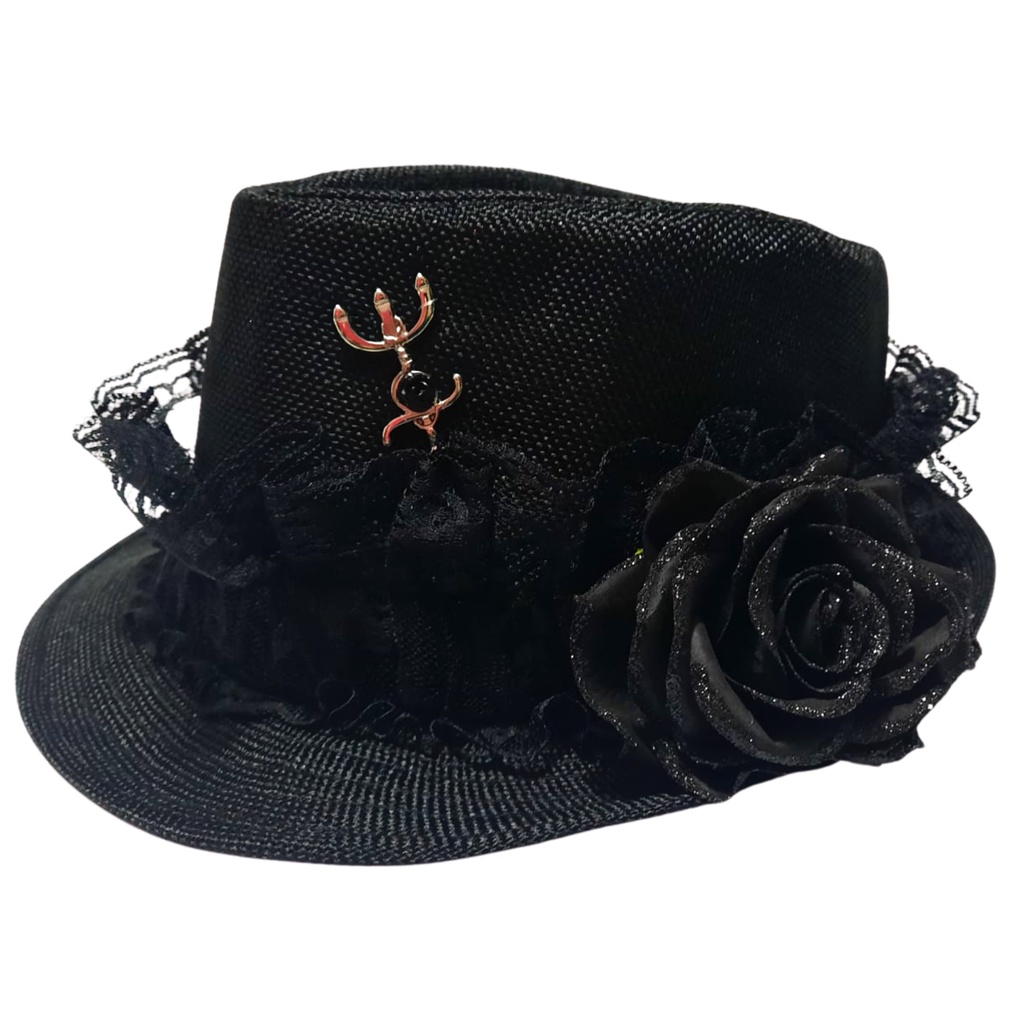 Chapéu Pomba Gira Preto Renda Preta Flor Preta Brilhosa Umbanda Candomble em Oferta na Shopee