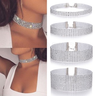 Corrente De Prata Cristal Completa E Larga Gargantilha Sexy/Diamante Cintilante De Noiva Festa De Casamento Acessórios De Jóias Intermitentes