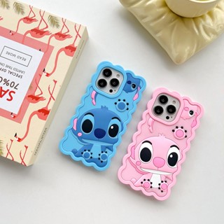Bonito Desenho Animado 3D Mickey Minnie Mouse Lilo Stitch Capa De Morango Para iPhone 12 13 14 Pro Max Silicone Macia