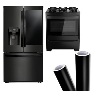 Papel Adesivo Preto Fosco Envelopamento Geladeira Armário 2mx50cm