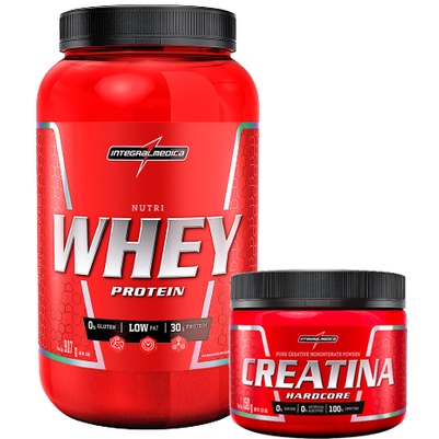 KIT Whey Protein Nutri 907g Pote + Creatina 150g Pura - Integralmedica em Oferta na Shopee