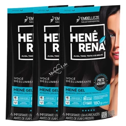 Kit Alisante Henê Gel Rená Preto Azulado Pouch 180g Embelleze - 3 Unidades