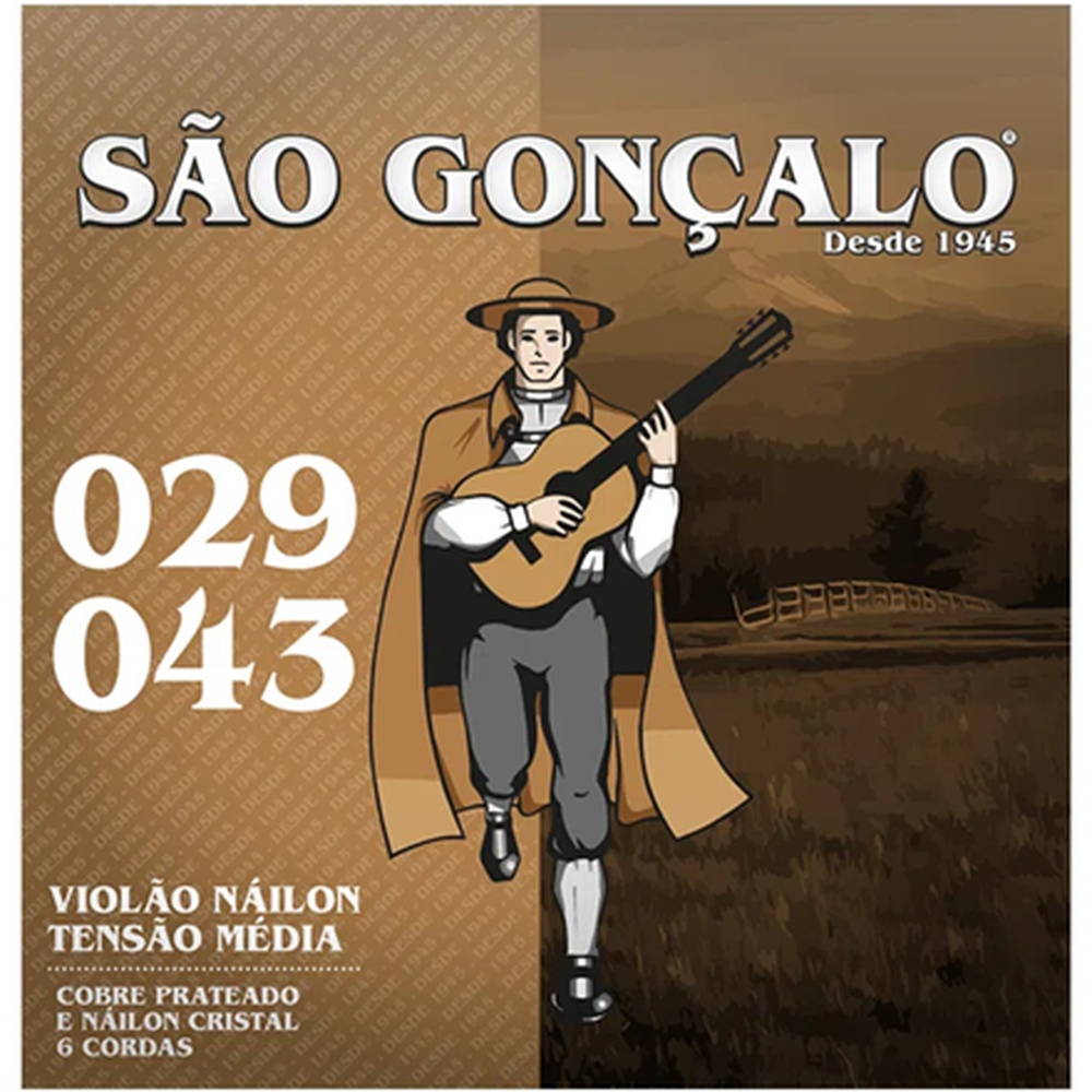 ENCORDOAMENTO SAO GONCALO VIOLAO NYLON CRISTAL C/BOLINHA TENSAO PESADA 0.029 - 0.044