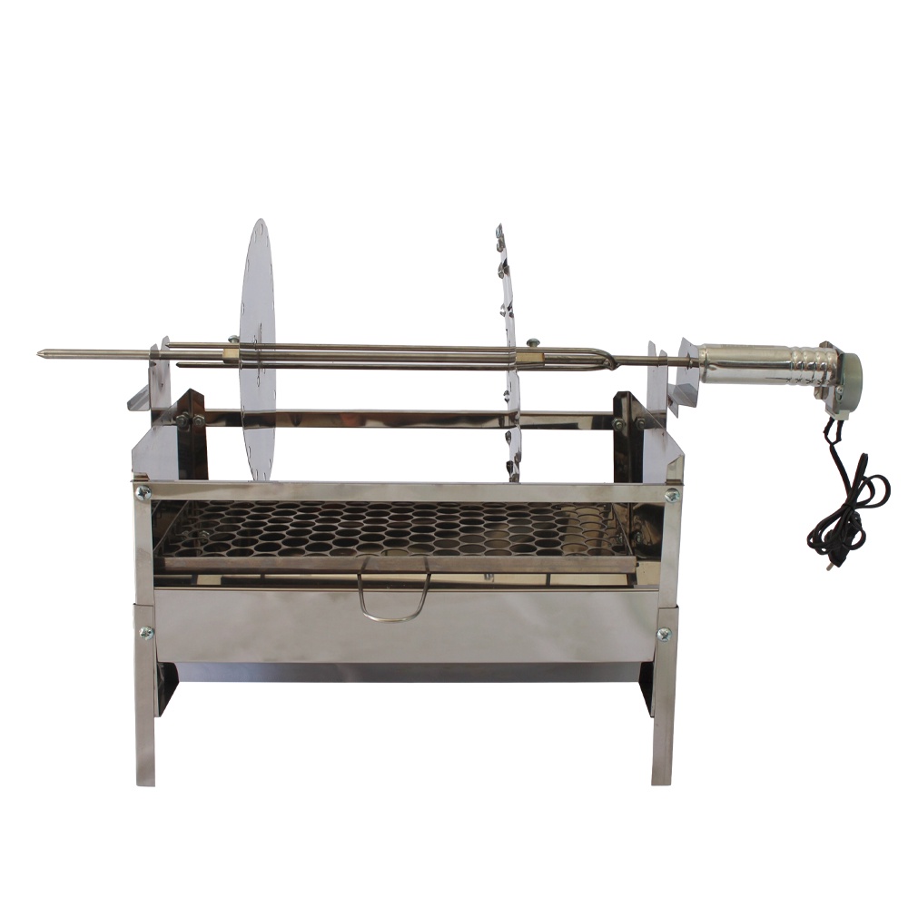 Churrasqueira com Grelha Portátil + Espeto Giratório Carrossel 16 Espetos Inox em Oferta na Shopee