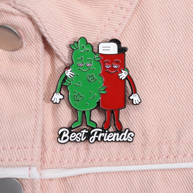 Melhor Amigo Citações Esmalte Pino Isqueiro Engraçado E Planta Medicinal Broches De Lapela Crachá Jóias Acessórios Presente Para